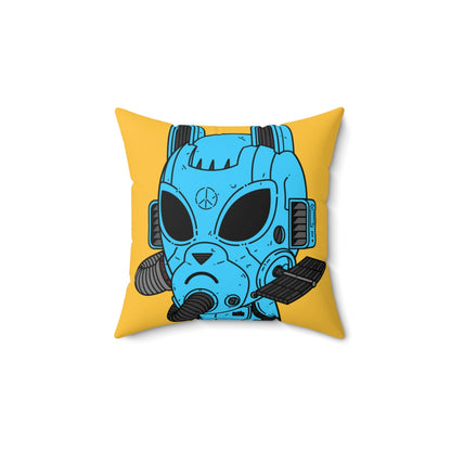 Armored Blue Peace Future Alien Cyborg Machine Visitor Spun Polyester Square Pillow