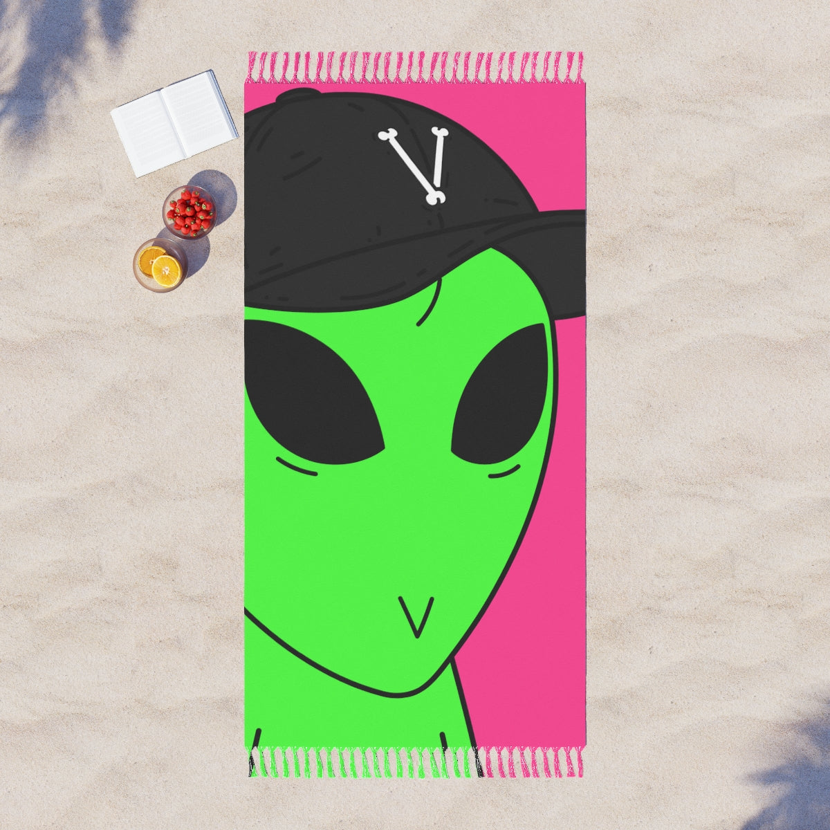 V Face Visitor Green Body Alien Black Hat Visi Boho Beach Cloth