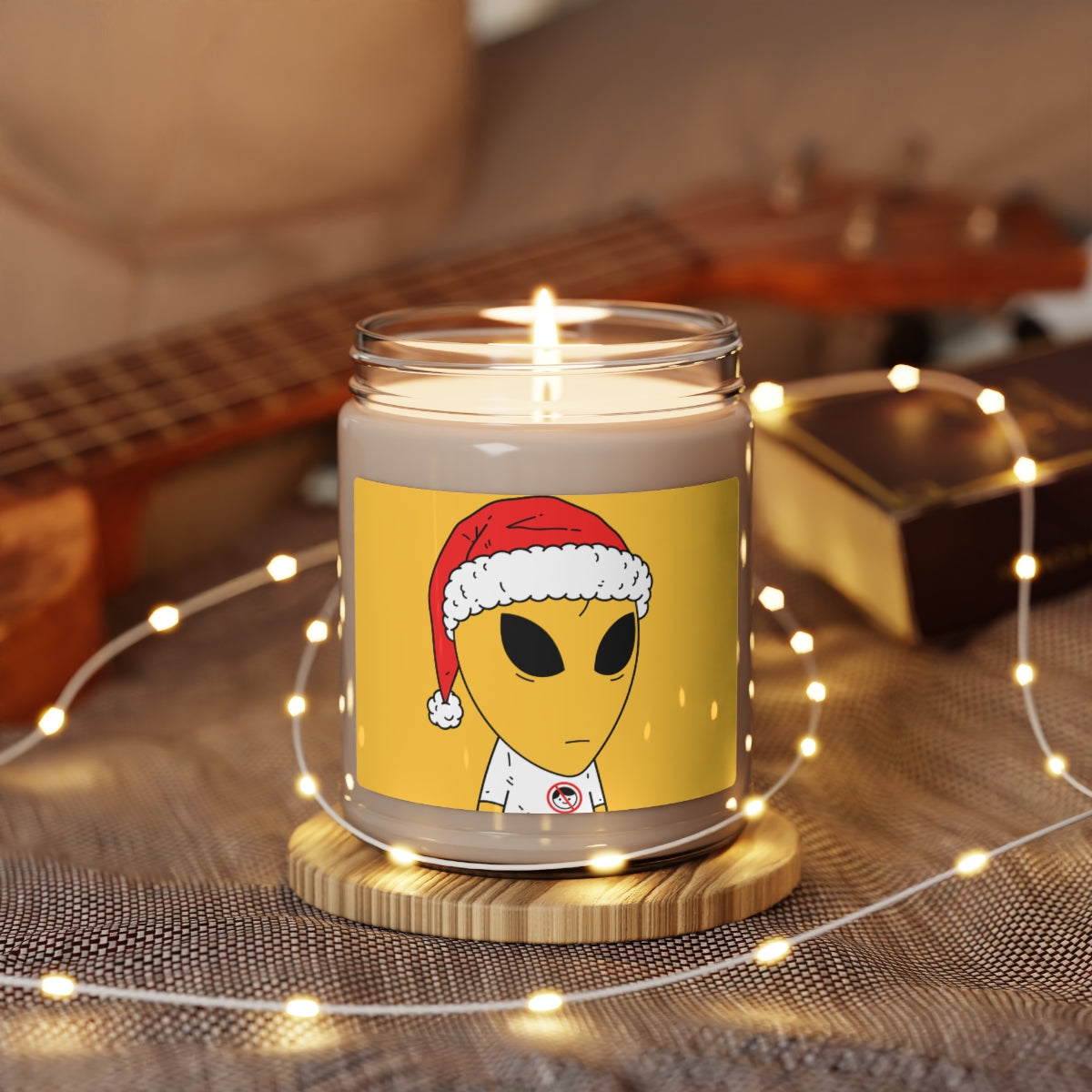 Alien Christmas Santa Space Character Holiday Winter Season Scented Soy Candle, 9oz