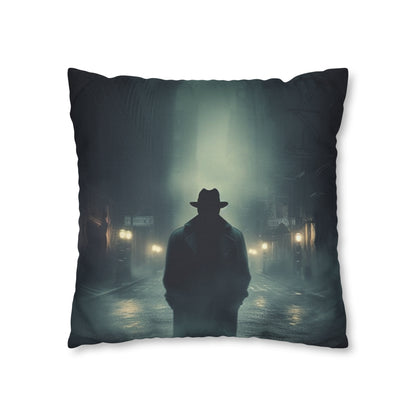 Mystery Detective Alley - Noir Book Cover Artwork Spun Polyester Square Pillow Case