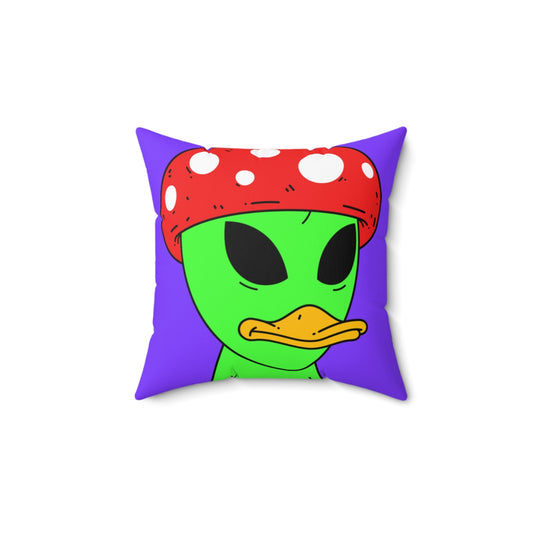 Duck Beak Alien Visitor Mushroom Head Spun Polyester Square Pillow