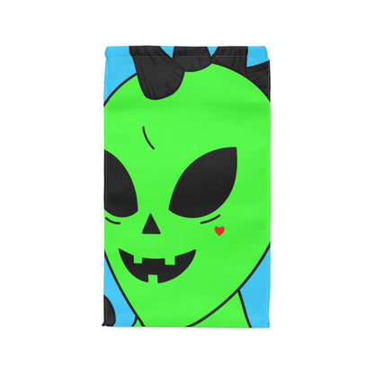 Green Alien Black Spiked Hair Pumkin Face Bomb Visitor Polyester Lunch Bag