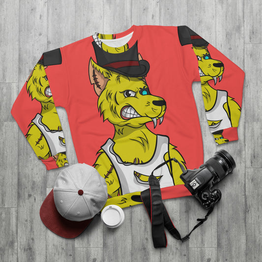 Sudadera unisex Top Hat Werewolve Cyborg Wolf Graphic AOP