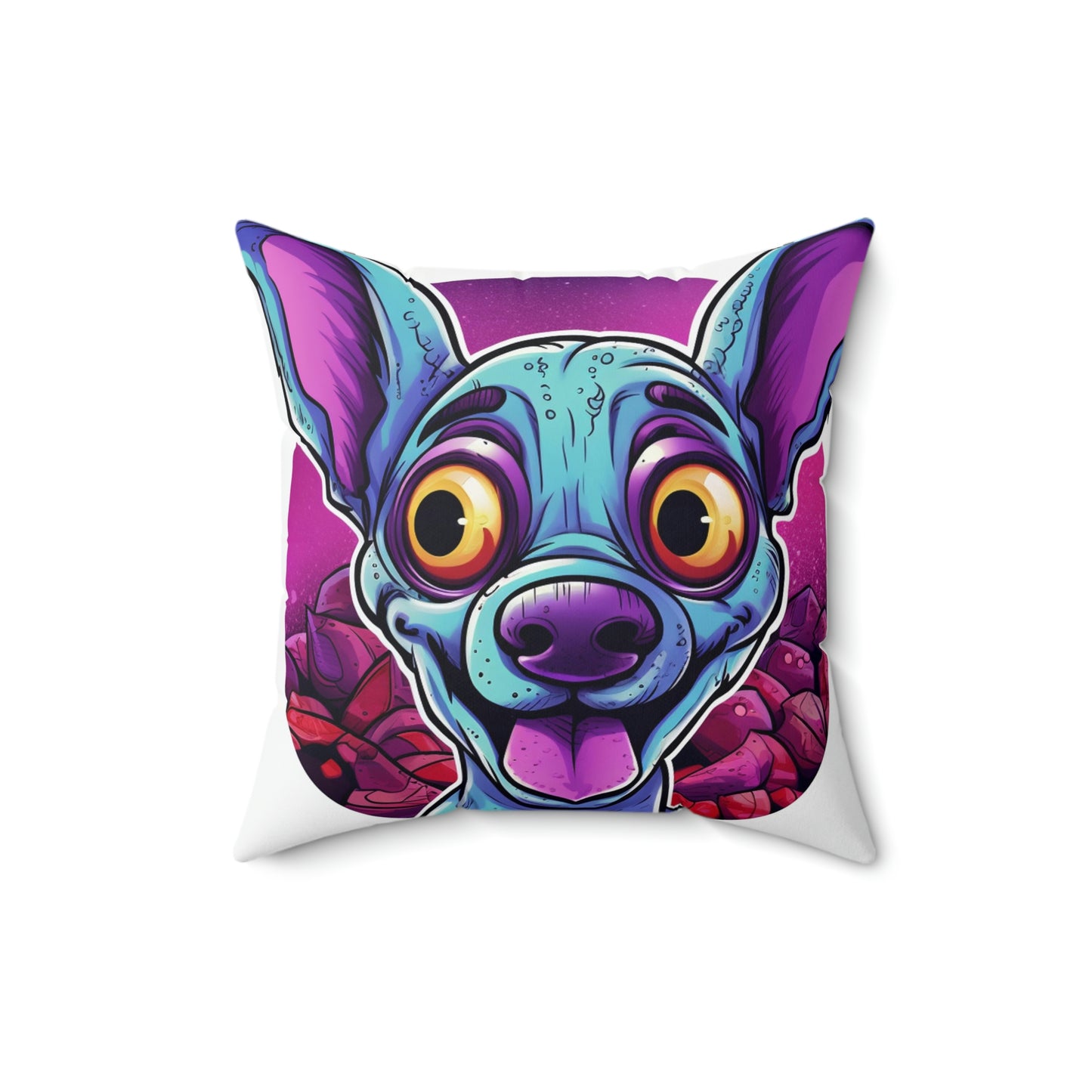 Classic Alien Dog Space Cartoon Style with a Retro Twist Spun Polyester Square Pillow