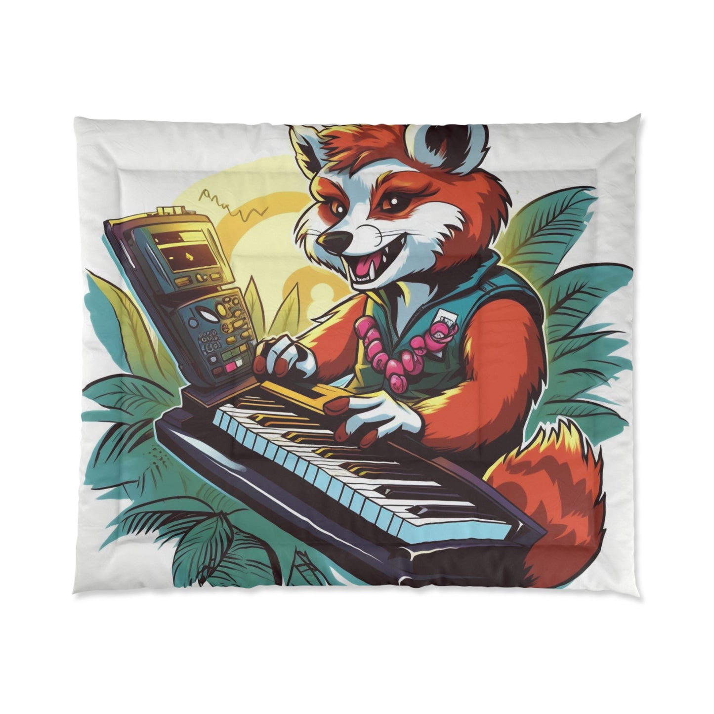 Red Panda Keyboard Music Piano Graphic Comforter