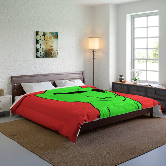 Green Smile Alien Visitor Bed Comforter