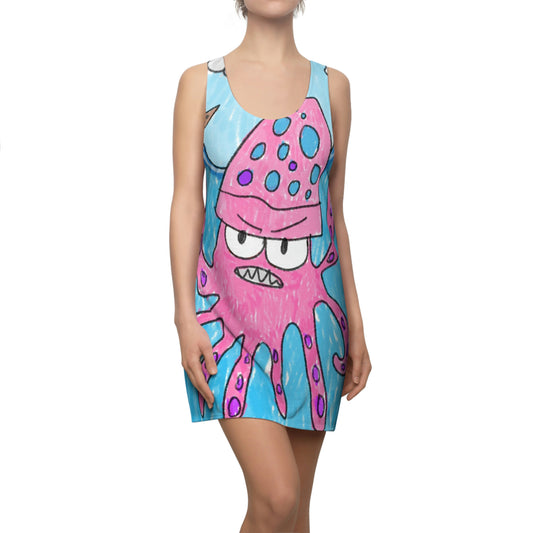 Vestido con espalda cruzada cortado y cosido para mujer The Kraken Octopus Clean Graphic