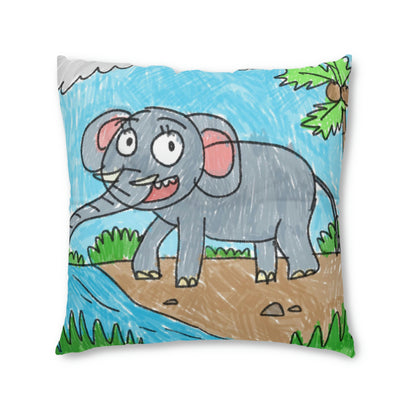 Elefante Elephant King Safari Animal Tufted Floor Pillow, Square