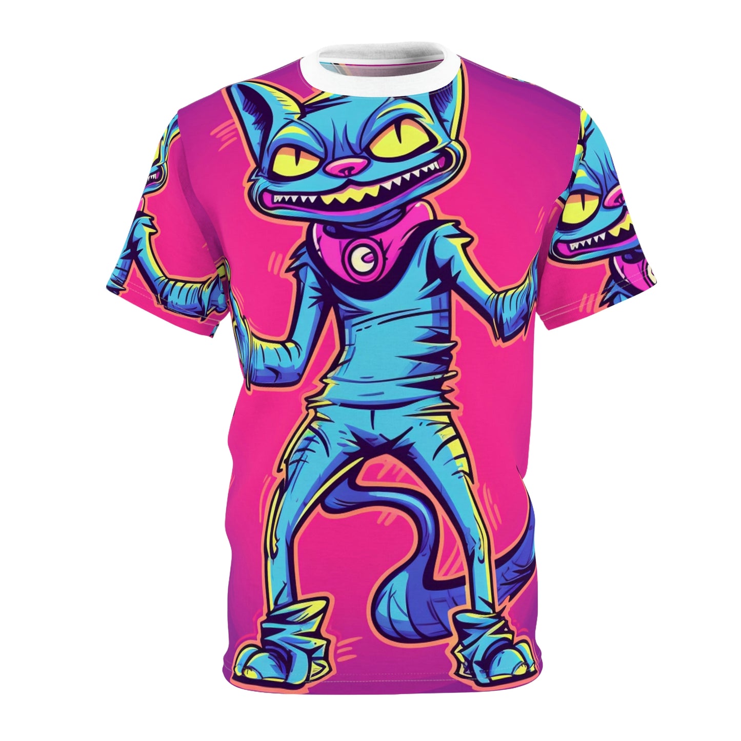 Evil Alien Cat Style Unisex Cut & Sew Tee (AOP)