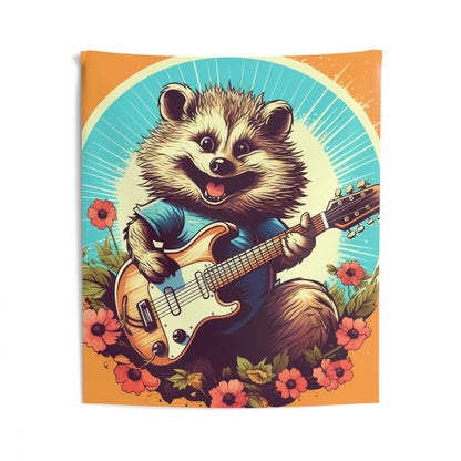 Hedgehog Guitar Band Music Musician Rock Star Graphic Indoor Wall Tapestries