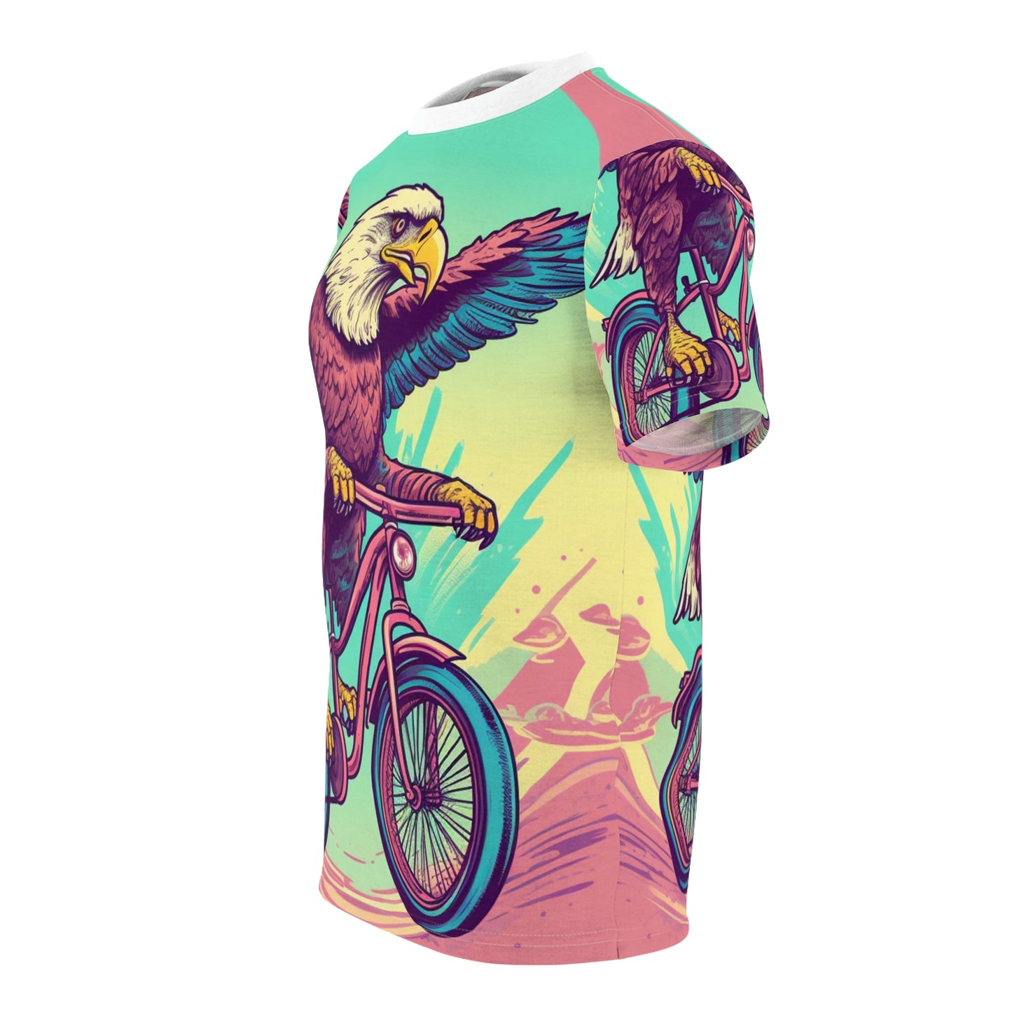 Bicycle Bike American Eagle Biker Graphic Unisex Cut & Sew Tee (AOP)