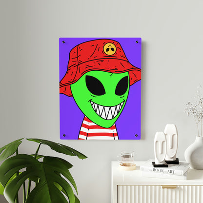 Alien Character Cartoon Big Smile Acrylic Wall Art Panels