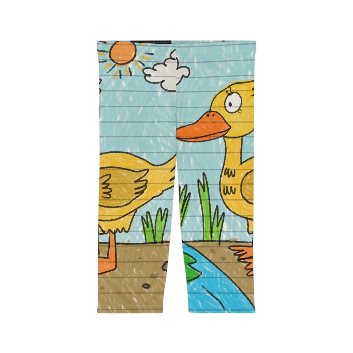 Yellow Duck Bird Pond Women’s Capri Leggings (AOP)