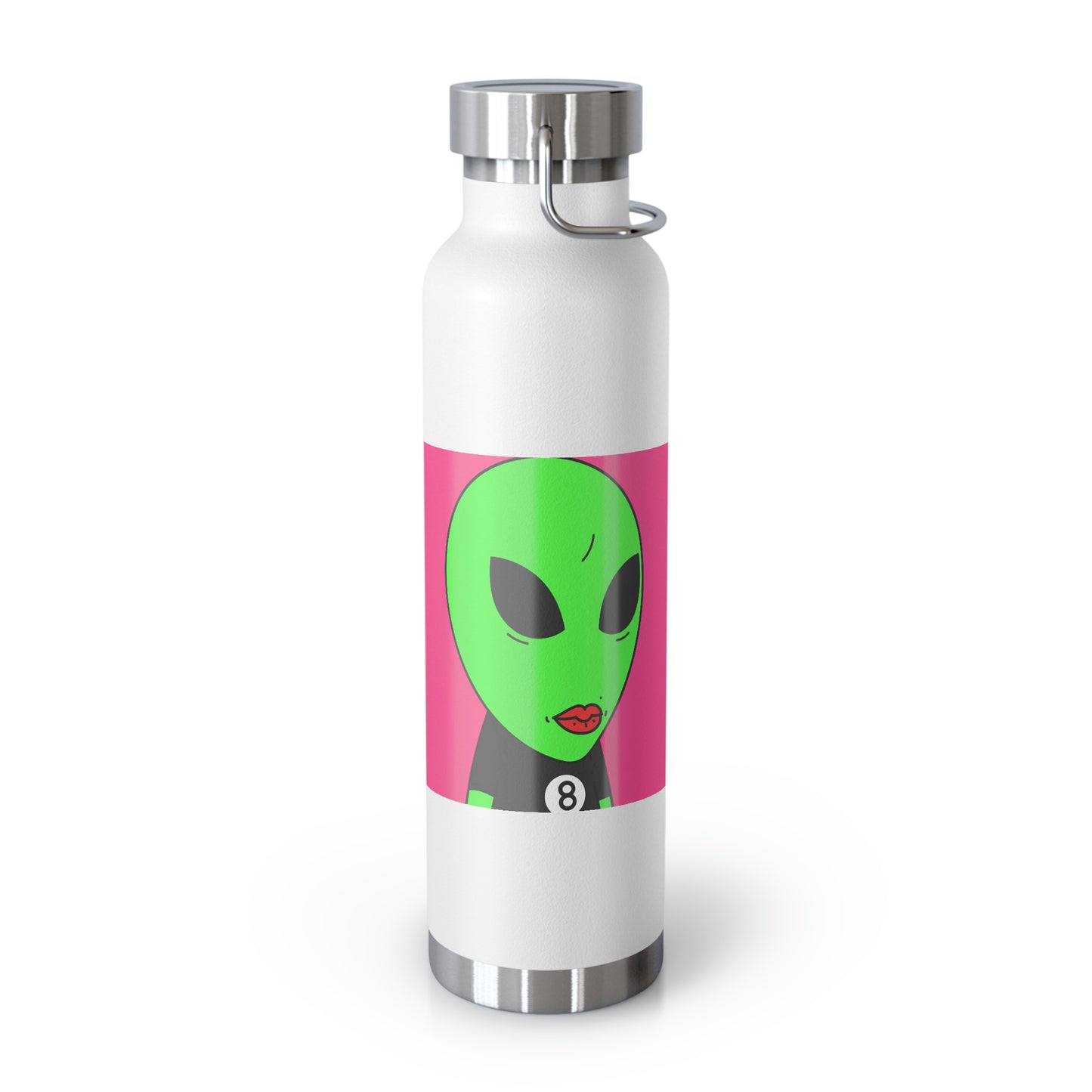 8 Ball Green Alien Lipstick Visitor Pool Player Game Copper Vacuum Insulated Bottle, 22oz