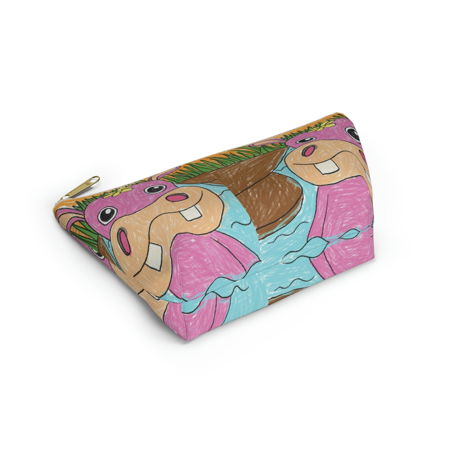 Hippo Hippopotamus Animal Creature Graphic Accessory Pouch w T-bottom