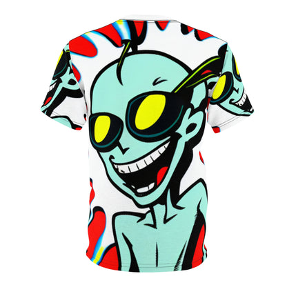 Alien Cartoon Happy Style Pop Culture Unisex Cut & Sew Tee (AOP)