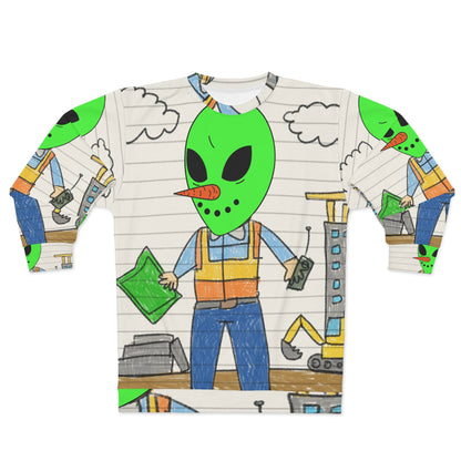 Construction Builder Building Alien Veggie Visi Vegetable Visitor AOP Unisex Sweatshirt