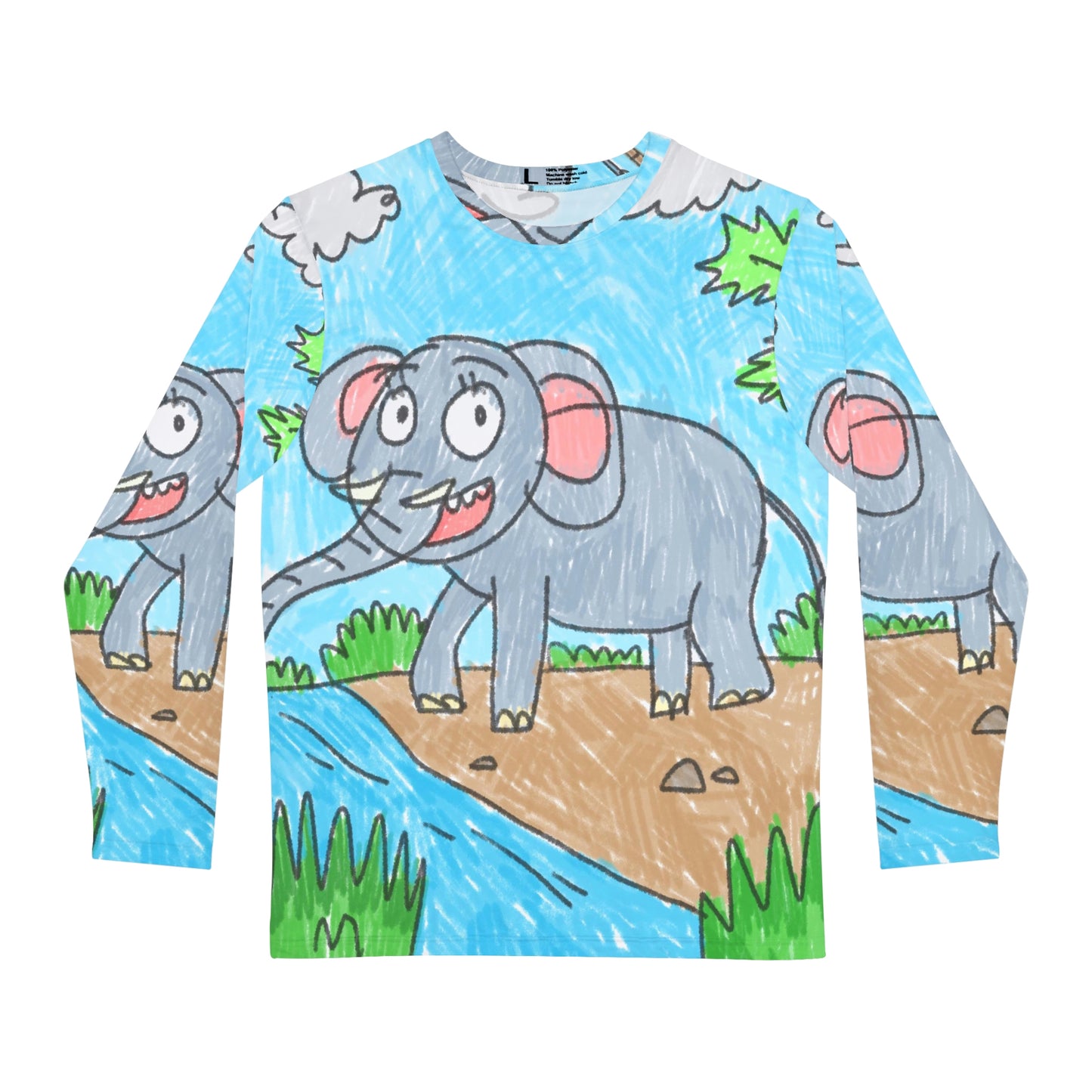 Elefante Elephant King Safari Animal Men's Long Sleeve AOP Shirt