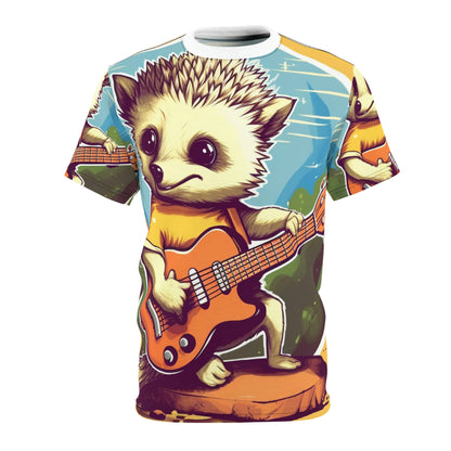 Hedgehog Guitar Band Musician Furry Cute Graphic Unisex Cut & Sew Tee (AOP)