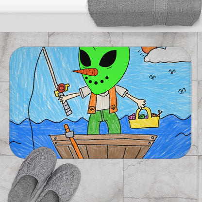 Sea Fish Hunter Veggie Visi Vegetable Visitor Alien Bath Mat