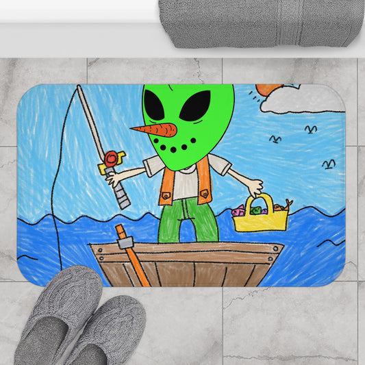 Sea Fish Hunter Veggie Visi Vegetable Visitor Alien Bath Mat