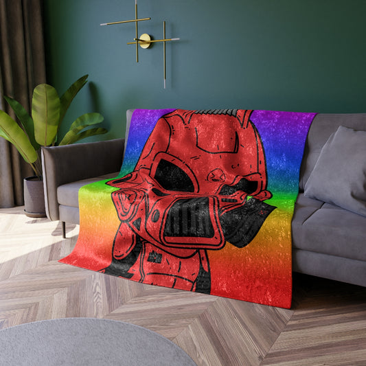 LOL Rainbow Armored Red Future Alien Cyborg Machine Visitor Round Crushed Velvet Blanket - Visitor751