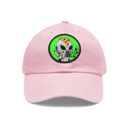 Gorro Pizza Chef Visitor Alien Dad con parche de cuero (redondo)