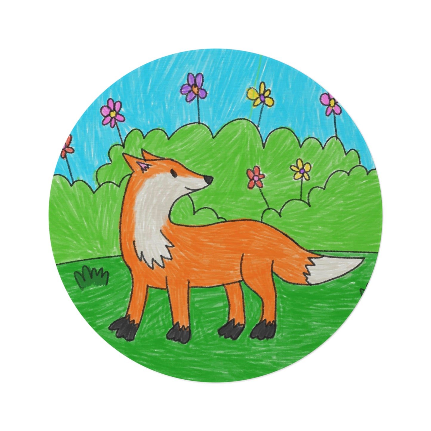 Fox Woodland Animal Foxy Round Rug