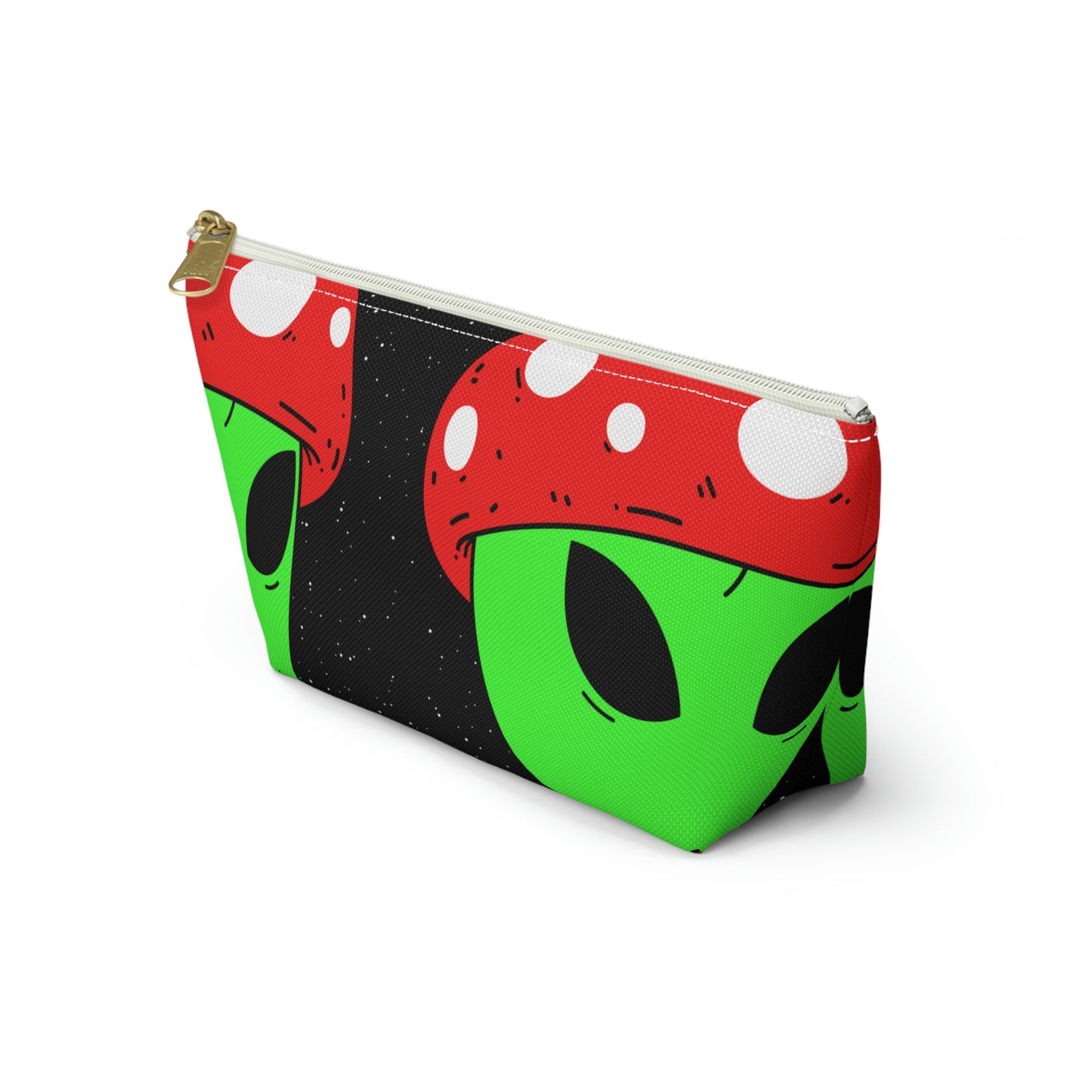 Mushroom Head Green Alien Visitor w/ Red Lips Accessory Pouch w T-bottom