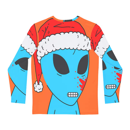 Santa Hat Alien Christmas Season Blue Blood Visitor Men's Long Sleeve AOP Shirt