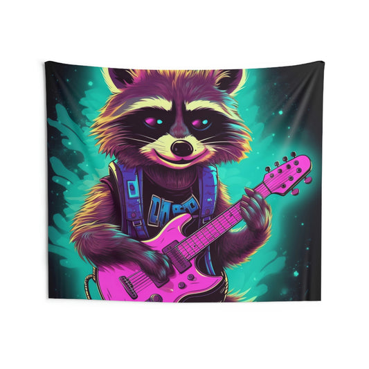 Raccoon Guitar Music Player Furry Animal Rock Star Indoor Wall Tapestries