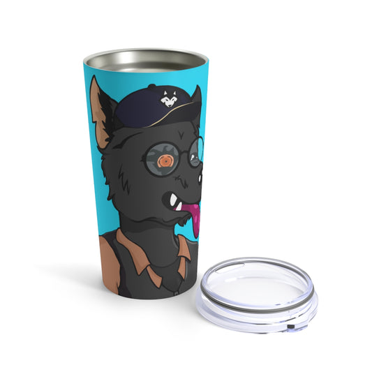 Cyborg Wolf Detective Tongue Out Round Glasses Tumbler 20oz