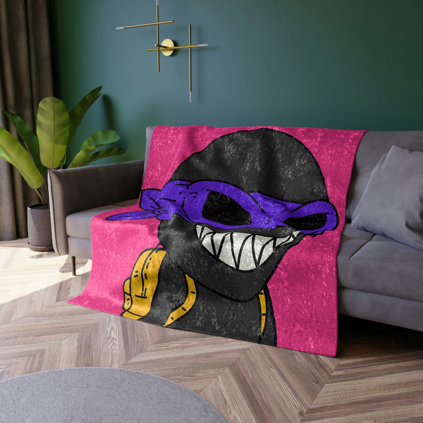 Dark Ninja Warrior Alien Visitor Crushed Velvet Blanket