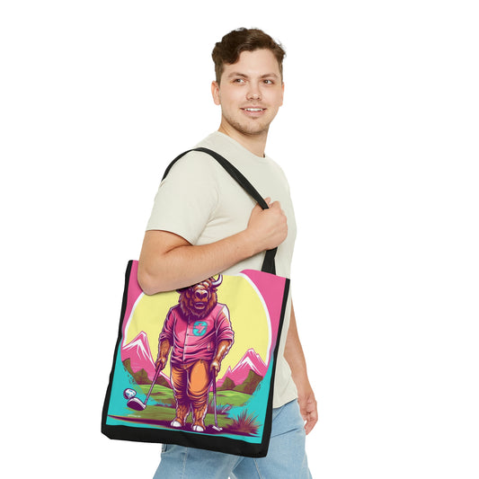 Bolsa de tela con gráfico del juego deportivo American Bison Golf Buffalo (AOP) 