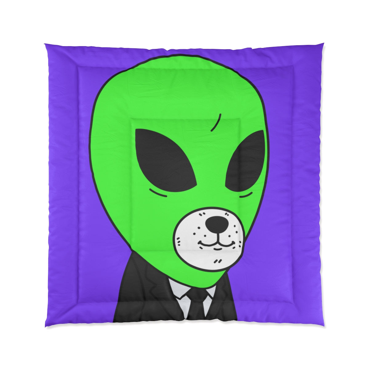 Green Alien Business Suit Dog Face Visitor Bed Comforter