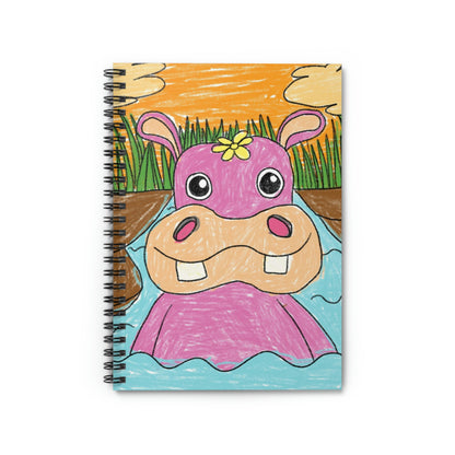 Hippo Hippopotamus Animal Creature Graphic Spiral Notebook - Ruled Line