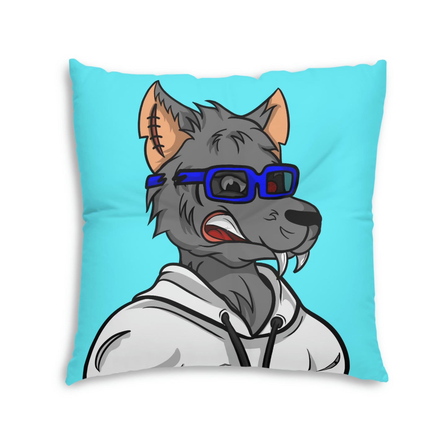 Wolf Fitness Cyborg Werewolve Tufted Floor Pillow, Square