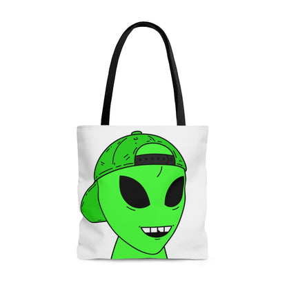 El visitante alienígena verde con sombrero AOP Bolsa de tela