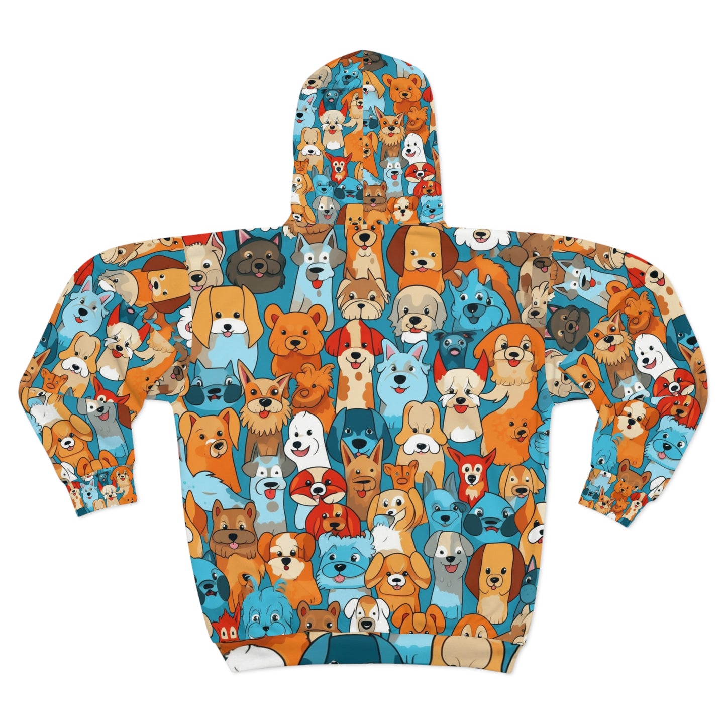 Cute Cartoon Dogs Whimsical Pattern Design Unisex Zip Hoodie (AOP)