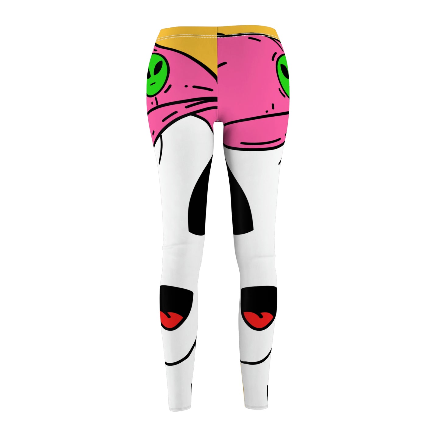 White Visitor Alien Pink Visi Hat Graphic Women's Cut & Sew Casual Leggings