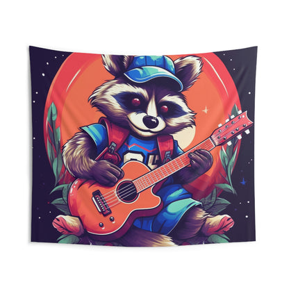 Acoustic Guitar Raccoon - Furry Animal Musician Decor Indoor Wall Tapestries