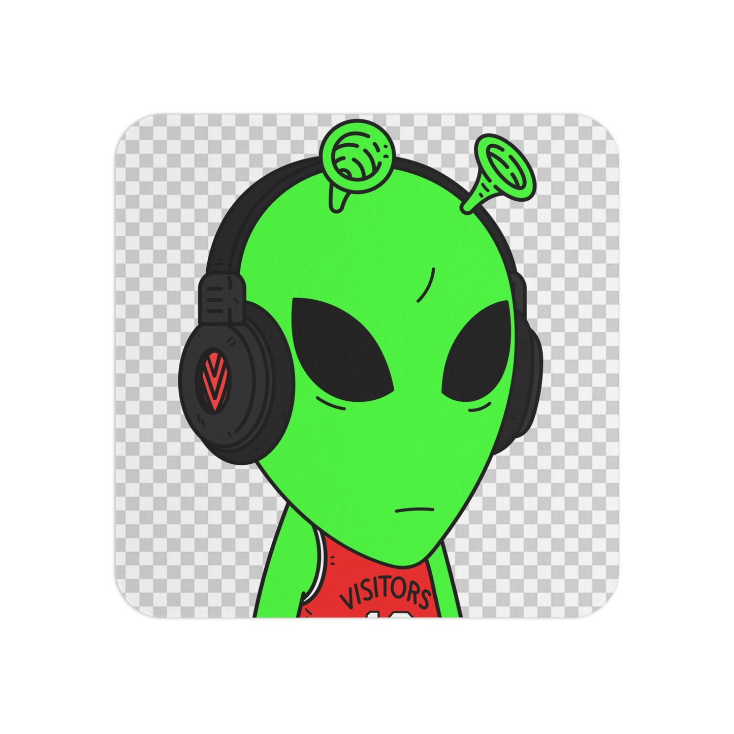 Alien Music Headphone Podcast Character Visitor Coasters (50, 100 pcs)