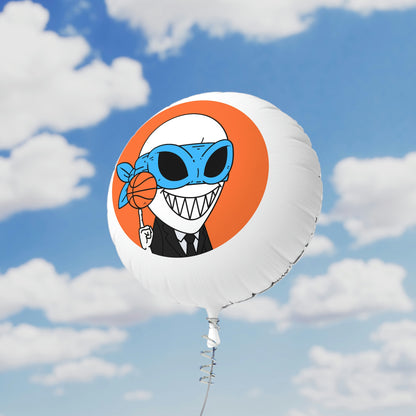 Alien BBall Sport Ninja Mask Orange Basketball Mylar Helium Balloon