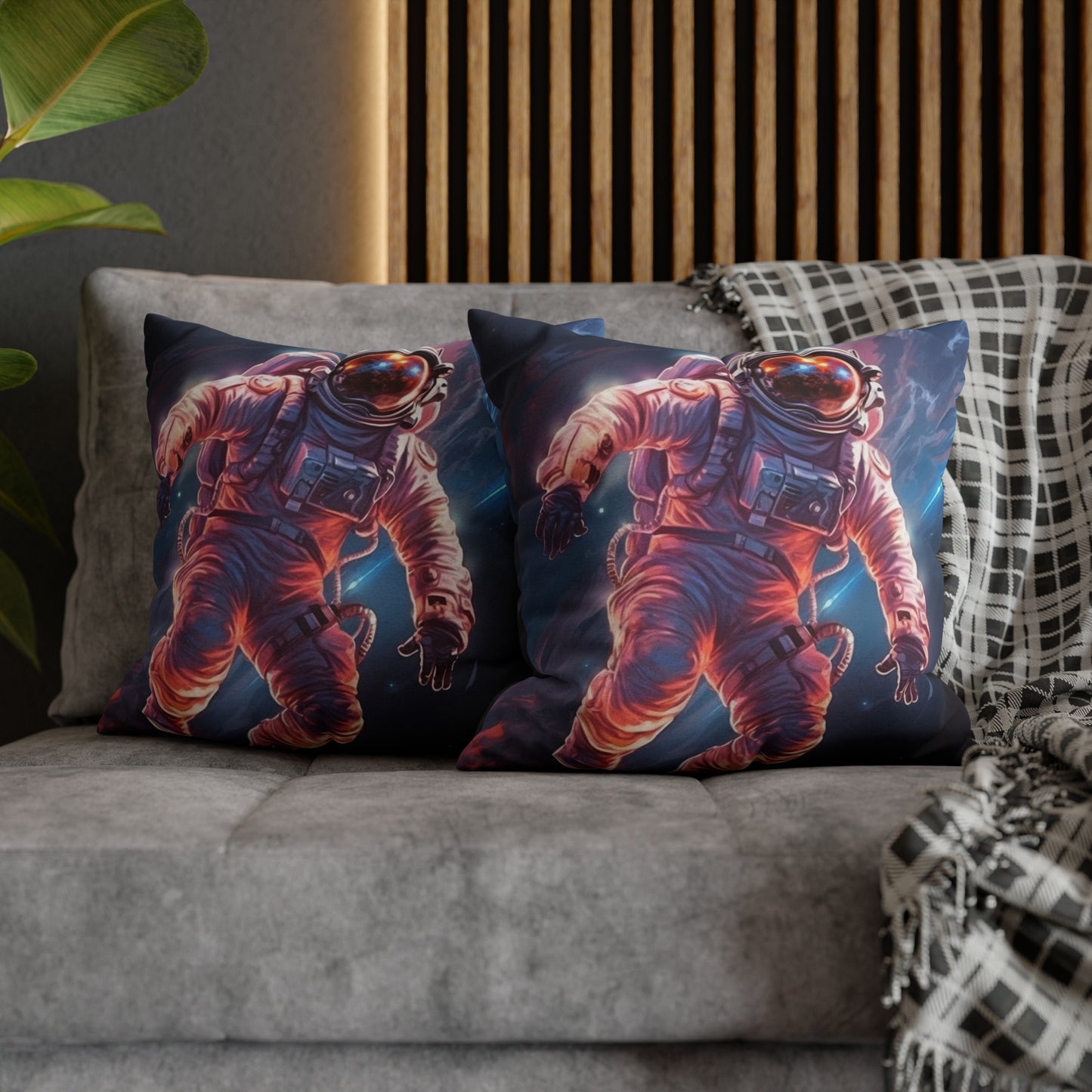 Astronaut Outer Space - Galaxy Starfield Art Spun Polyester Square Pillow Case