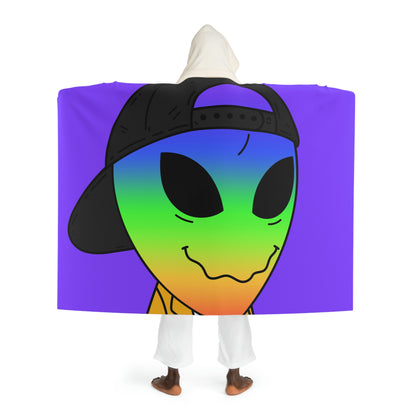 Rainbow Peace Alien Squid Mouth Visitor Hooded Sherpa Fleece Blanket