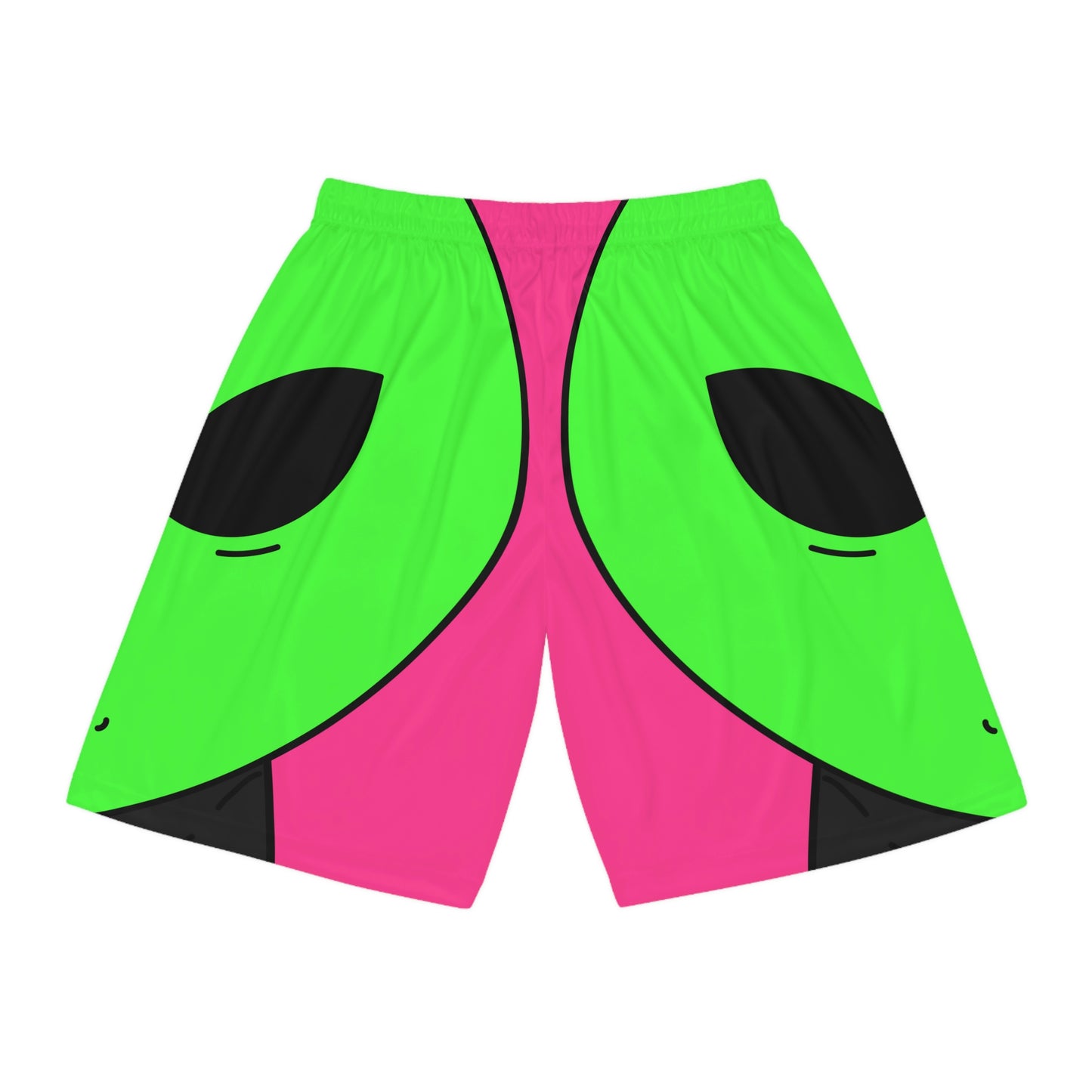 8 Ball Green Alien Lipstick Visitor Pool Player Game Basketball Shorts