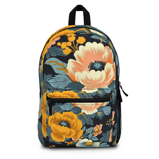 Vintage 50s 60s Inspired High-Waisted Floral Pattern Backpack