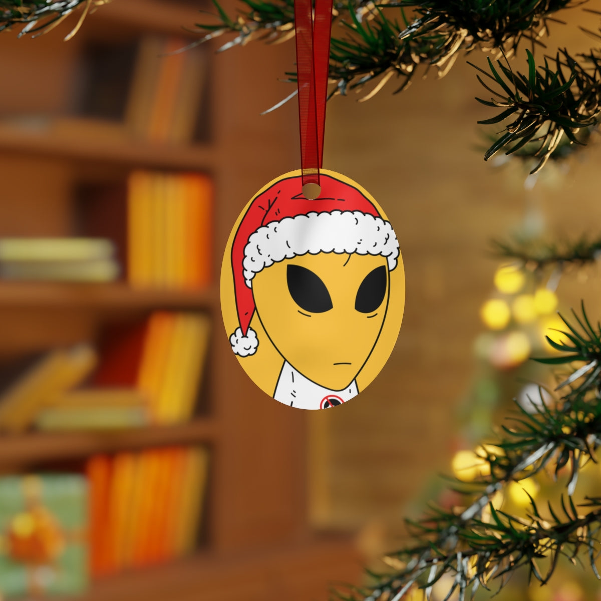 Alien Santa Space Character Holiday Winter Season Metal Ornaments