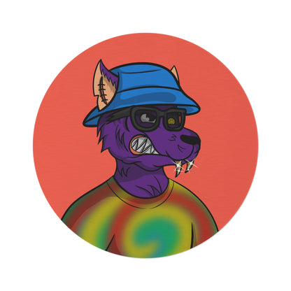 Wolf Cyborg Tie Dye Swirl Shirt Fange Teeth Blue Bucket Hat Purple Fur Round Rug