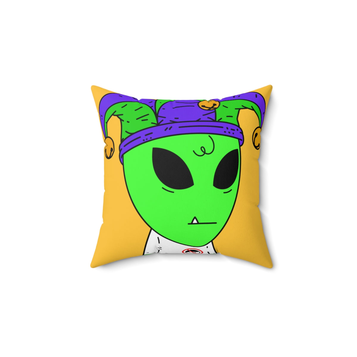 Joker Hat one Tooth Green Alien Anti Human T Shirt Visitor Spun Polyester Square Pillow